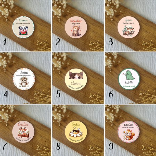 Badge soignant personnalisé animal