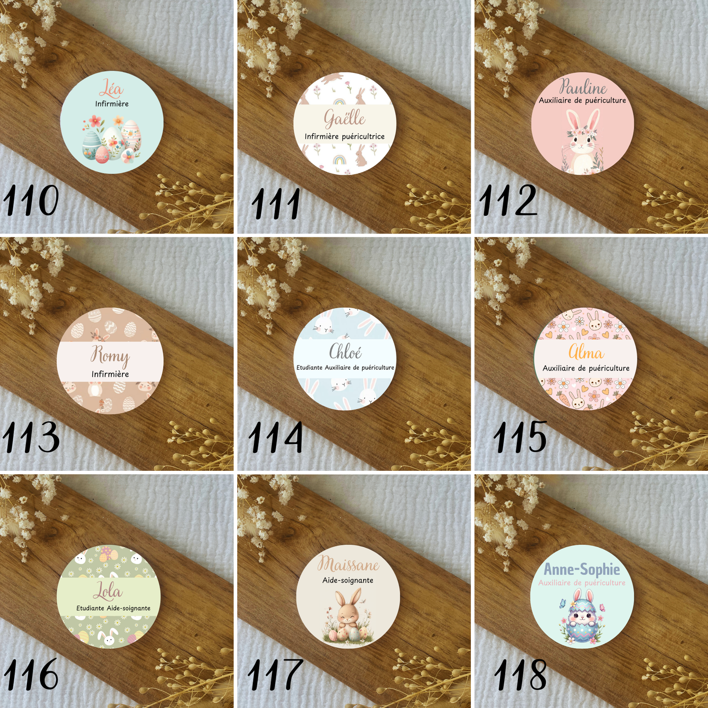 Badge soignant 75mm Pâques