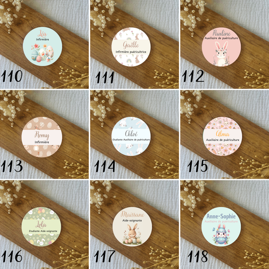 Badge soignant 75mm Pâques
