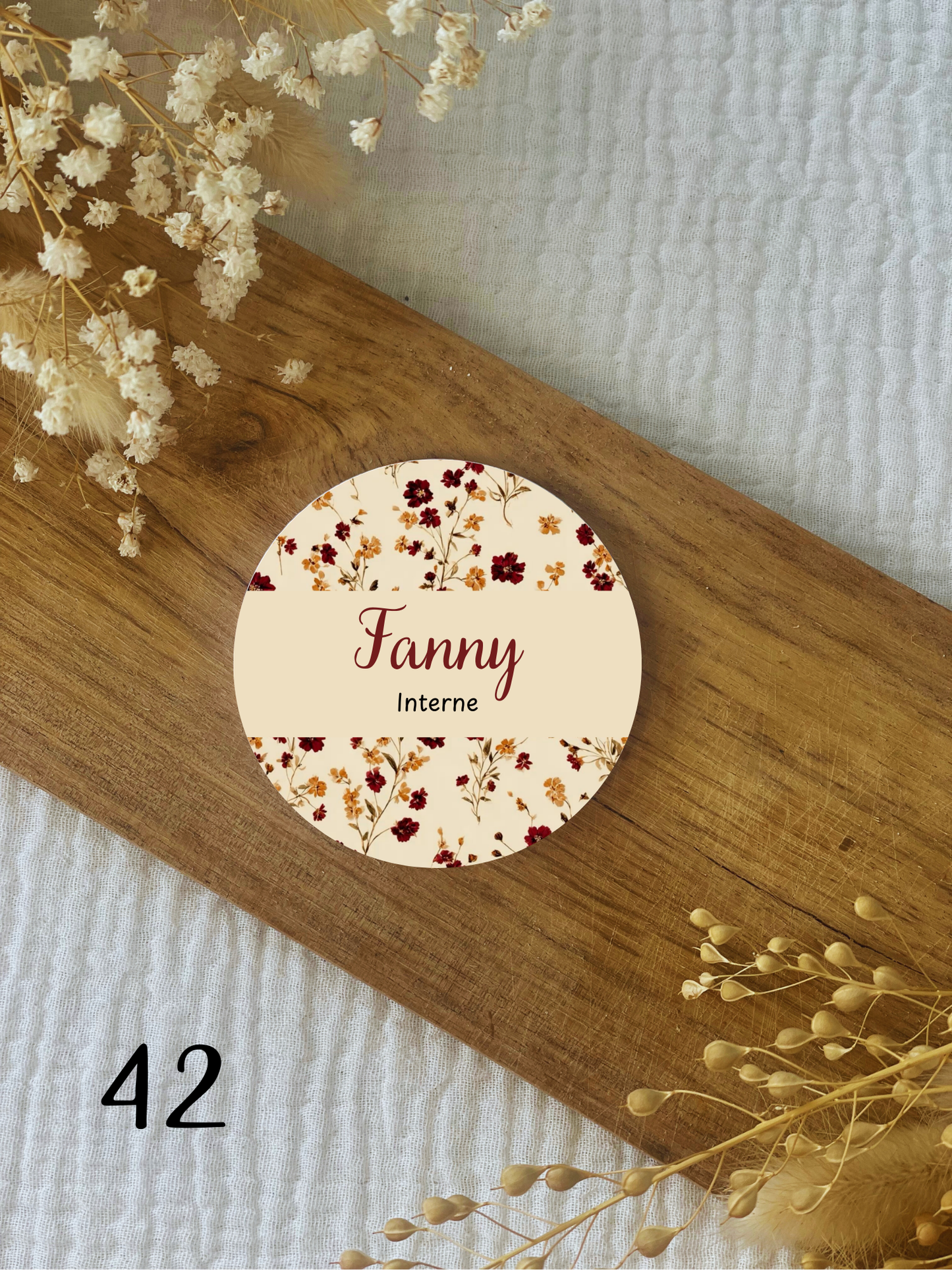 Badge soignant personnalisé 75mm Fleurs