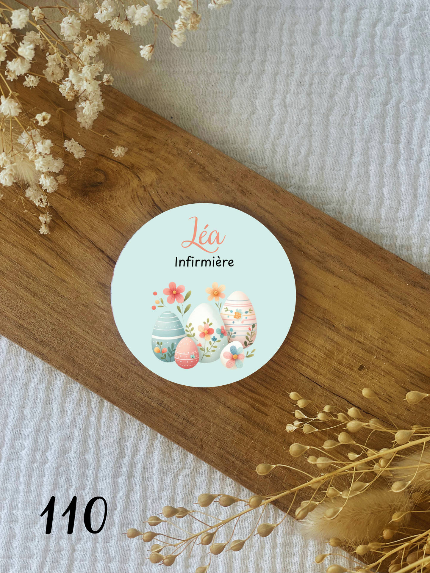 Badge soignant 75mm Pâques