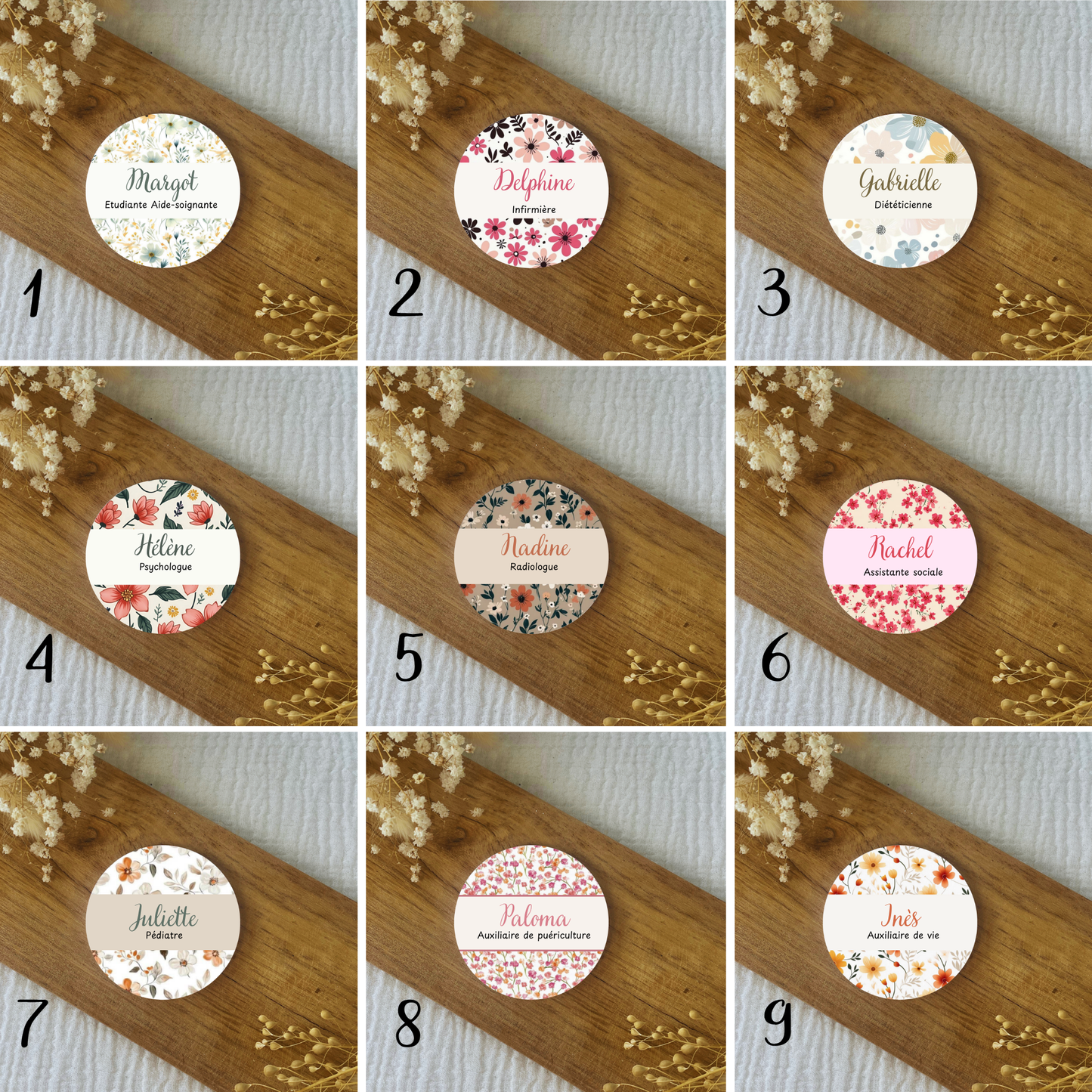 Badges personnalisés 75mm Floral