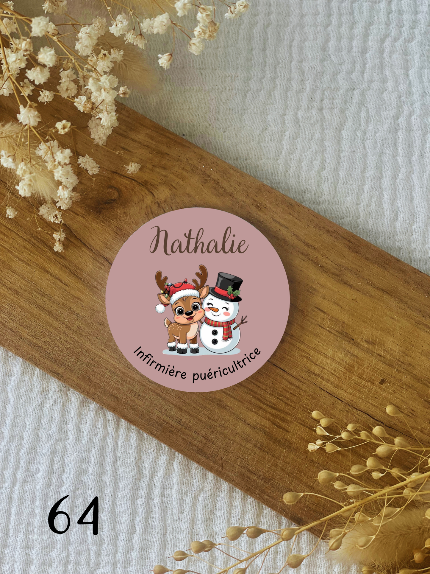 Badge soignant personnalisé - Noël