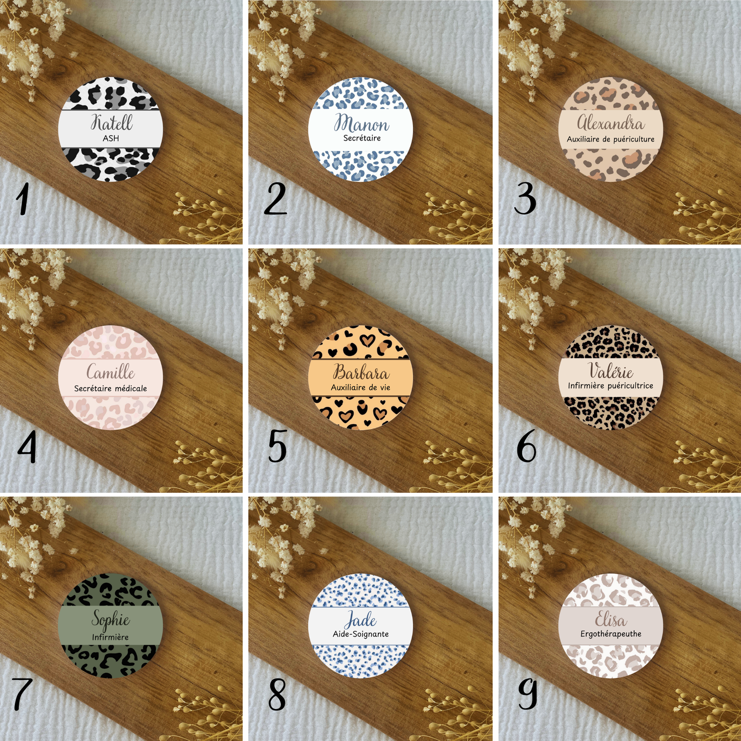 Badge soignant personnalisé Léopard