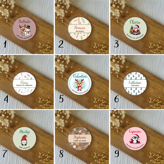 Badge soignant personnalisé - Noël