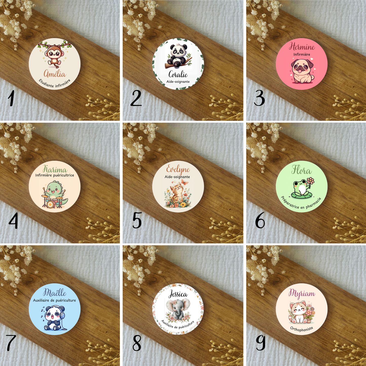 Badge soignant personnalisé Animal