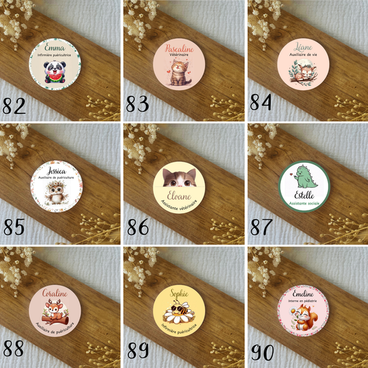 Badge soignant personnalisé animal