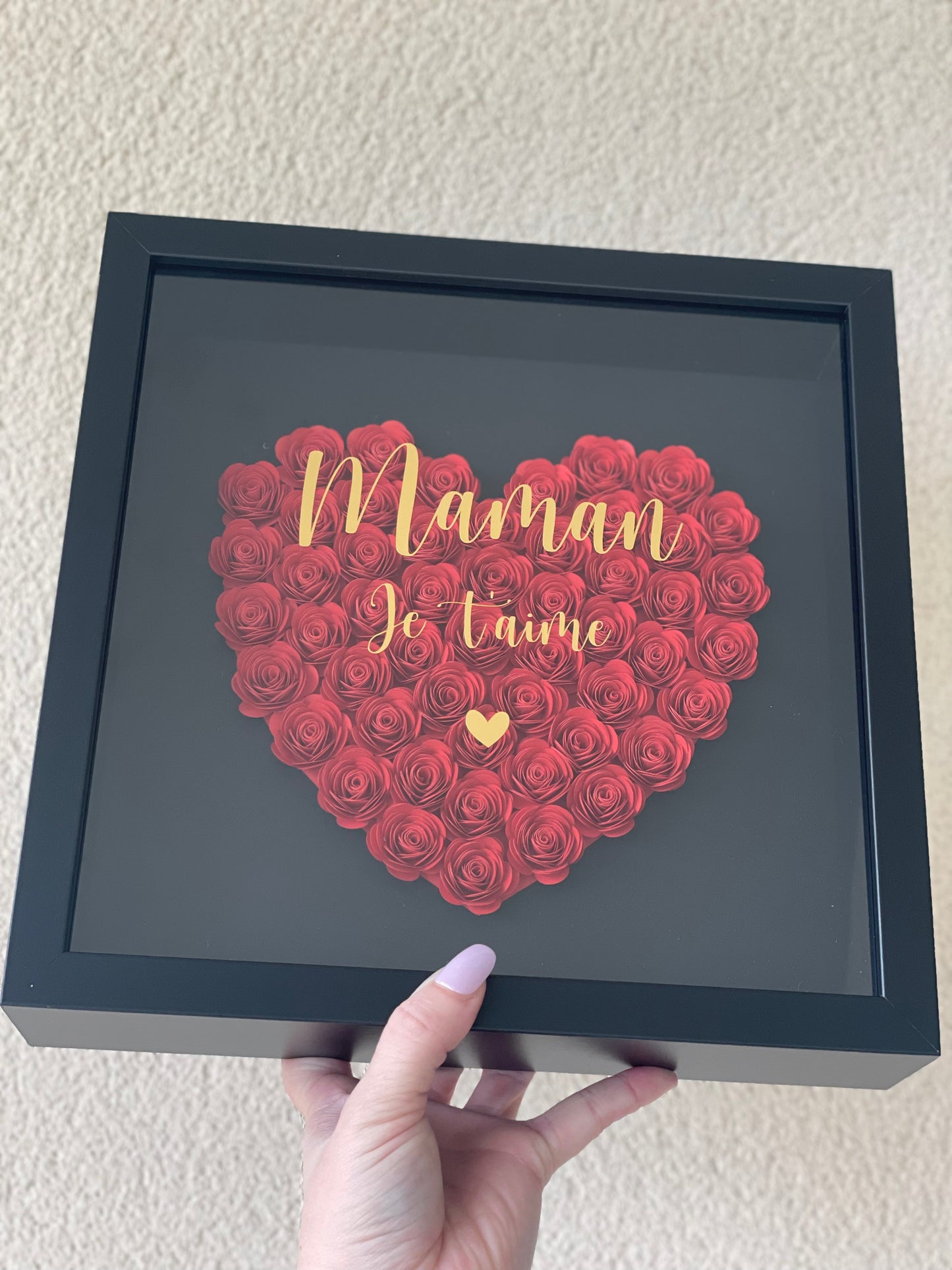 Cadre floral 3D Maman Je t'aime